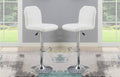 Adjustable Bar Stool Chair White Faux Leather Clean Lines Seat Chrome Base Modern Set Of 2 Chairs Bar Stool Dining Kitchen White Dining Room Contemporary,Modern Bar Stools Solid Back Metal
