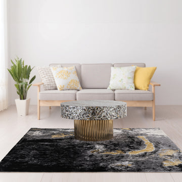 T 1207 32 Coffee Table Finished With Mother Of Pearl Top Antique Brass Primary Living Space Modern Round Open Storage Coffee & End Tables Glossy Stainless Steel