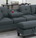 Living Room Furniture 3 Pcs Sectional Sofa Set Laf Sofa Raf Chaise And Storage Ottoman Cup Holder Charcoal Color Linen Like Fabric Couch Charcoal Primary Living Space Contemporary,Modern,Transitional L Shaped Rubberwood Fabric 5 Seat