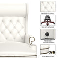 330Lbs Executive Office Chair With Footstool, Ergonomic Design High Back Reclining Comfortable Desk Chair White White Pu Leather
