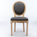 French Style Solid Wood Frame Antique Painting Linen Fabric Back Dining Chair,Set Of 2,Dark Gray,Sw1845Dg Dark Gray Dining Room French Rubberwood Foam Fabric