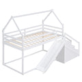 Twin Over Twin House Loft Or Bunk Bed With Slide And Staircase, White Box Spring Not Required Twin White Wood Bedroom Bunk Solid Wood Mdf
