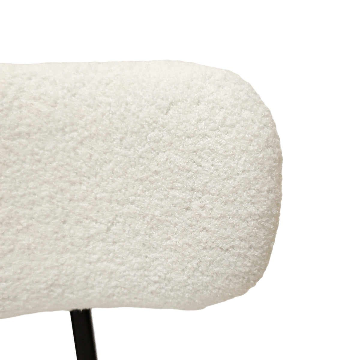 White Dining Chairs Set Of 4, Mid Century Modern Dining Chairs, Kitchen Dining Room Chairs, Curved Backrest Round Upholstered Boucle Dining Chair With Black Metal Legs Metal White Teddy Kitchen Dining Chairs Foam Velvet