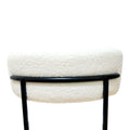White Dining Chairs Set Of 4, Mid Century Modern Dining Chairs, Kitchen Dining Room Chairs, Curved Backrest Round Upholstered Boucle Dining Chair With Black Metal Legs Metal White Teddy Kitchen Dining Chairs Foam Velvet