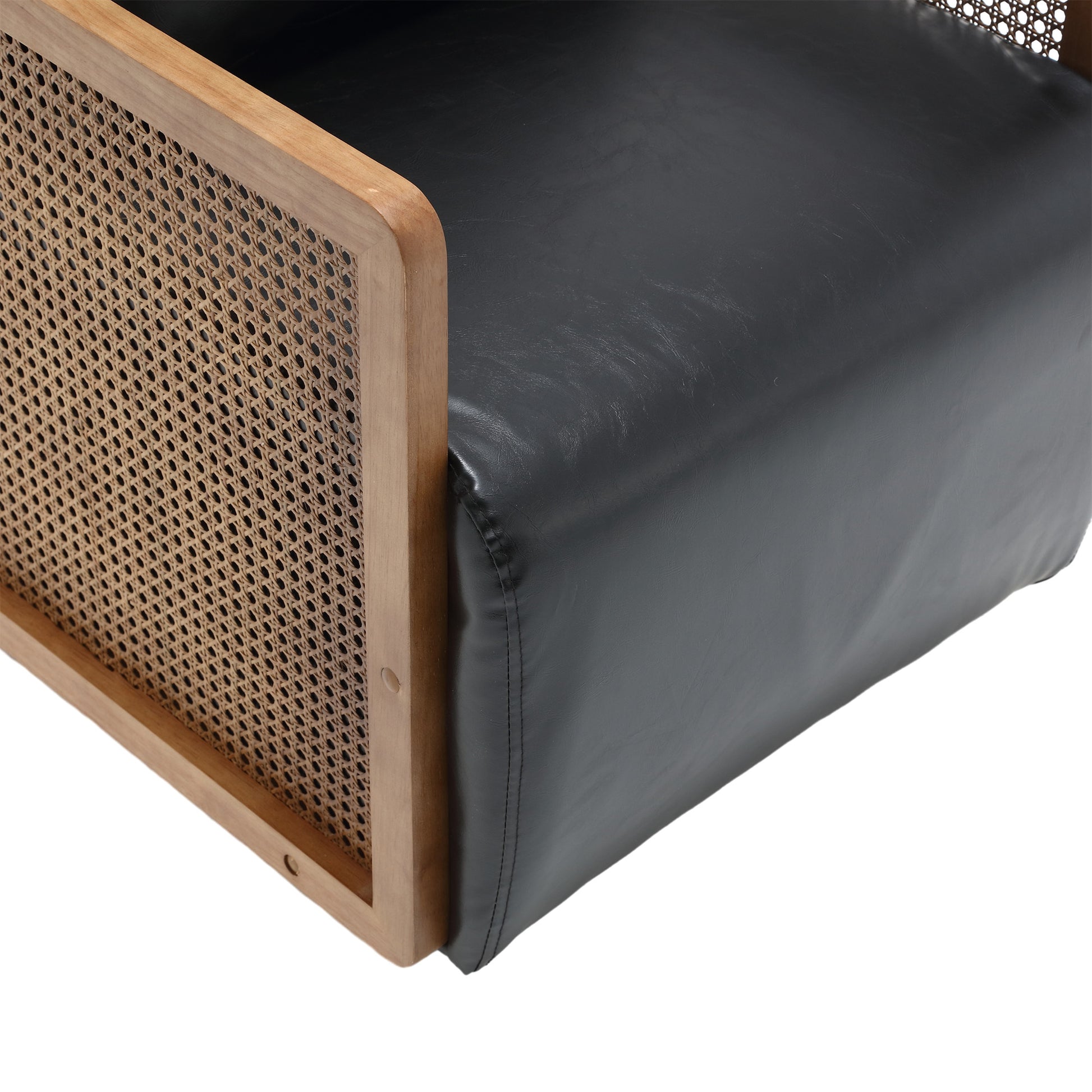 Coolmore 360 Degree Swivel Barrel Club Chair With One Pillow,Modern Comfortable Upholstered Accent Chair,Linen Accent Chair For Living Room,Bedroom Black Pu Black Pu Primary Living Space Modern Foam Pu Leather