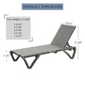 Patio Chaise Lounge Outdoor Aluminum Polypropylene Chair With Adjustable Backrest, Poolside Sunbathing Chair For Beach,Yard,Balcony Gray, 2 Lounge Chairs Gray Aluminium