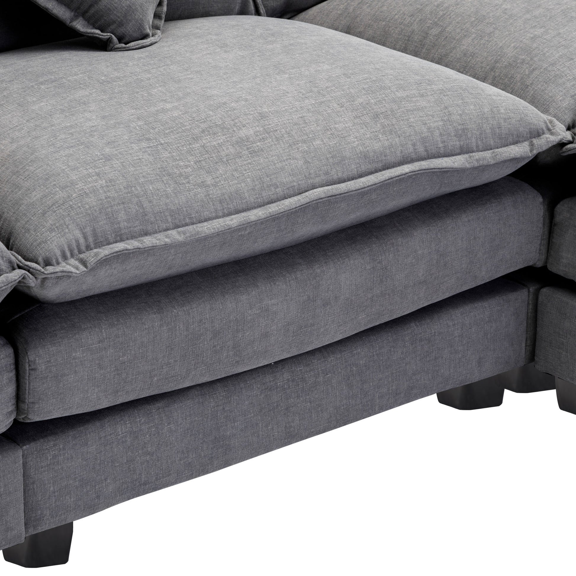 112.2" L Shape Chenille Upholstered Sofa For Living Room Modern Luxury Sofa Couch With Ottoman, 5 Pillows, Gray Gray Foam 4 Seat