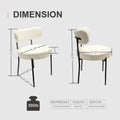 White Dining Chairs Set Of 4, Mid Century Modern Dining Chairs, Kitchen Dining Room Chairs, Curved Backrest Round Upholstered Boucle Dining Chair With Black Metal Legs Metal White Teddy Kitchen Dining Chairs Foam Velvet