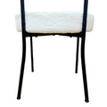 White Dining Chairs Set Of 4, Mid Century Modern Dining Chairs, Kitchen Dining Room Chairs, Curved Backrest Round Upholstered Boucle Dining Chair With Black Metal Legs Metal White Teddy Kitchen Dining Chairs Foam Velvet