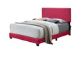 1Pc Modern Beautiful Pink Full Size Bedroom Platform Bed Frame Pu Fabric Pink Solid Wood