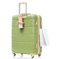 Luggage Set Of 3, 20 Inch With Usb Port, Airline Certified Carry On Luggage With Cup Holder, Abs Hard Shell Luggage With Spinner Wheels, Light Green Light Green Abs