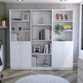 Emery 3 Piece Living Room Set With 3 Bookcases, White White Particle Board Engineered Wood