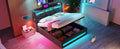 Queen Size Upholstered Platform Bed With A Hydraulic Storage System, Led And Usb Charging, Grey Without Mattress Queen Grey Metal & Wood
