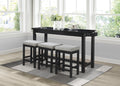 4Pc Counter Height Dining Set Black Finish Counter Height Table W Drawer Built In Usb Ports Power Outlets And 3 Stools Casual Dining Furniture Wood Wood Black Wood Dining Room Casual,Transitional Rectangular Dining Table With Chair Wood