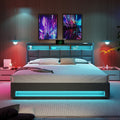 Queen Size Upholstered Platform Bed With A Hydraulic Storage System, Led And Usb Charging, Grey Without Mattress Queen Grey Metal & Wood