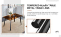 Modern Minimalist Style Rectangular Tea Brown Glass Dining Table, Tempered Glass Tabletop And Black Metal Legs, Suitable For Kitchen, Dining Room, And Living Room, 51 