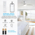52 Inch Modern Ceiling Fan With 3 Color Dimmable Solid Wood Blades Remote Control Reversible Dc Motor For Bedroom Silver Metal & Wood