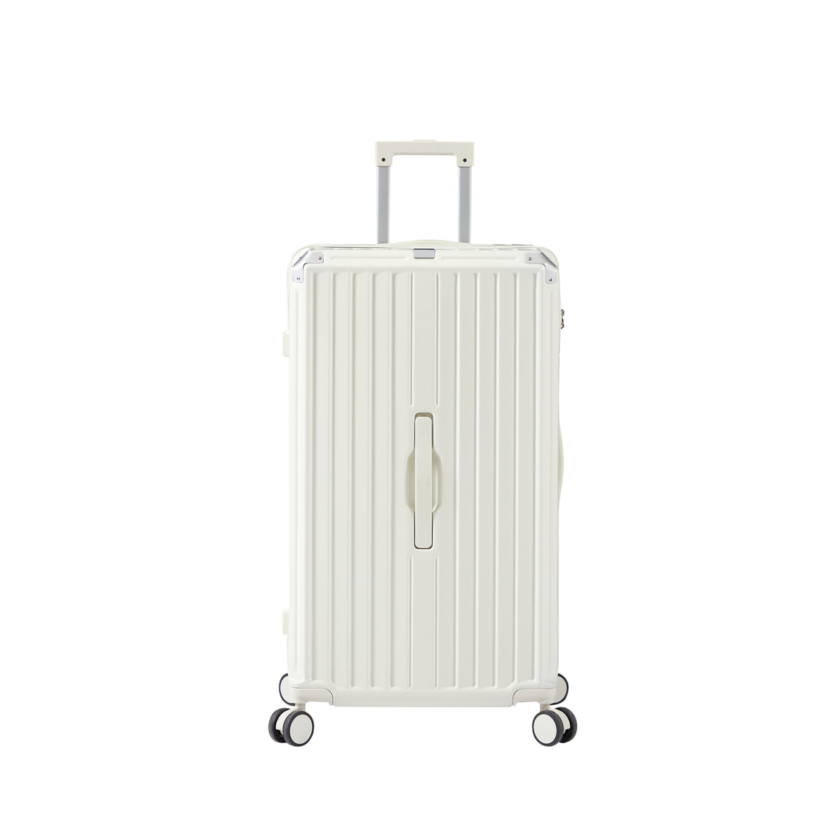 Luggage Set 4 Pcs 20" 24" 29" Travel Bag , Pc Abs Durable Lightweight Luggage With Collapsible Cup Holder, 360 Silent Spinner Wheels, Tsa Lock, White White Abs Pc
