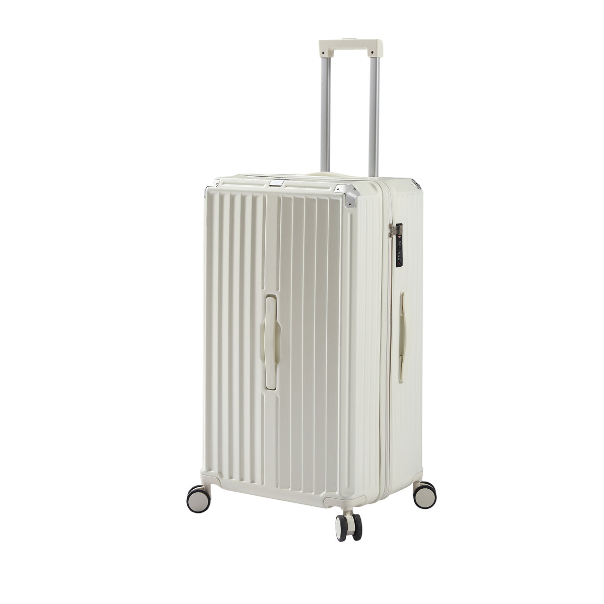Luggage Set 4 Pcs 20" 24" 29" Travel Bag , Pc Abs Durable Lightweight Luggage With Collapsible Cup Holder, 360 Silent Spinner Wheels, Tsa Lock, White White Abs Pc