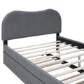 Full Size Upholstered Platform Bed With Wood Supporting Feet And Twin Size Trundle, Gray Box Spring Not Required Full Gray Wood Bedroom Upholstered