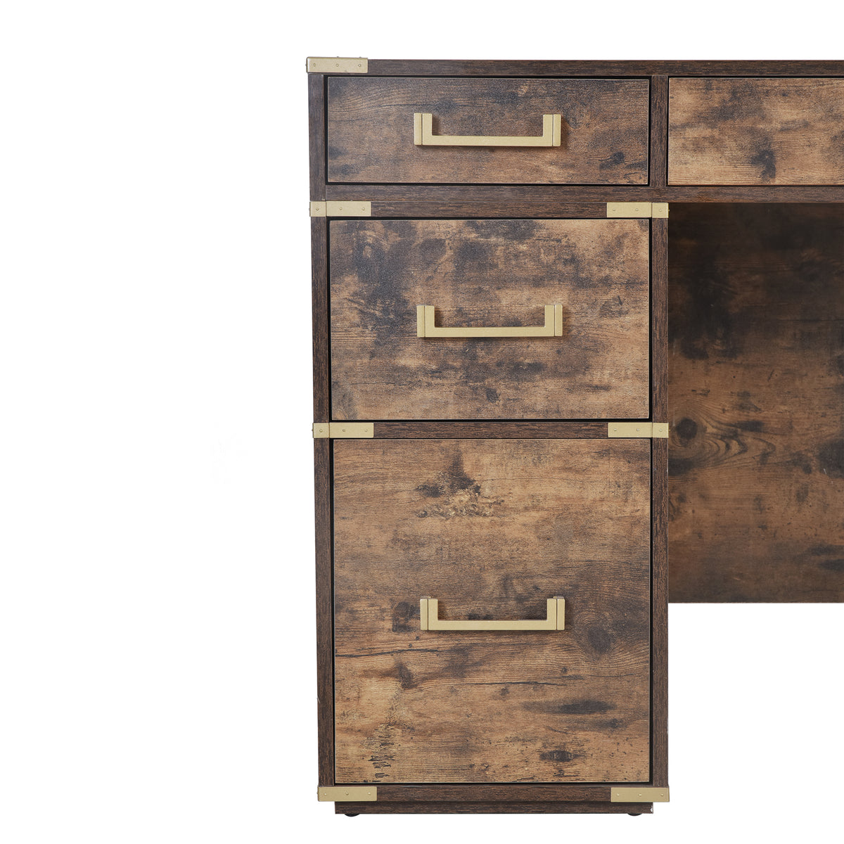 70"Classic And Traditional Executive Desk With Metal Edge Trim ,Writing Desk With 2 File Drawers,Usb Ports And Outlets,Desk With Hidden Compartment For Living Room,Home Office,Study Room,Brown Brown