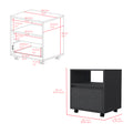 Beloit 3 Piece Bedroom Set, Nightstand Dresser Armoire, Black Black Particle Board Engineered Wood