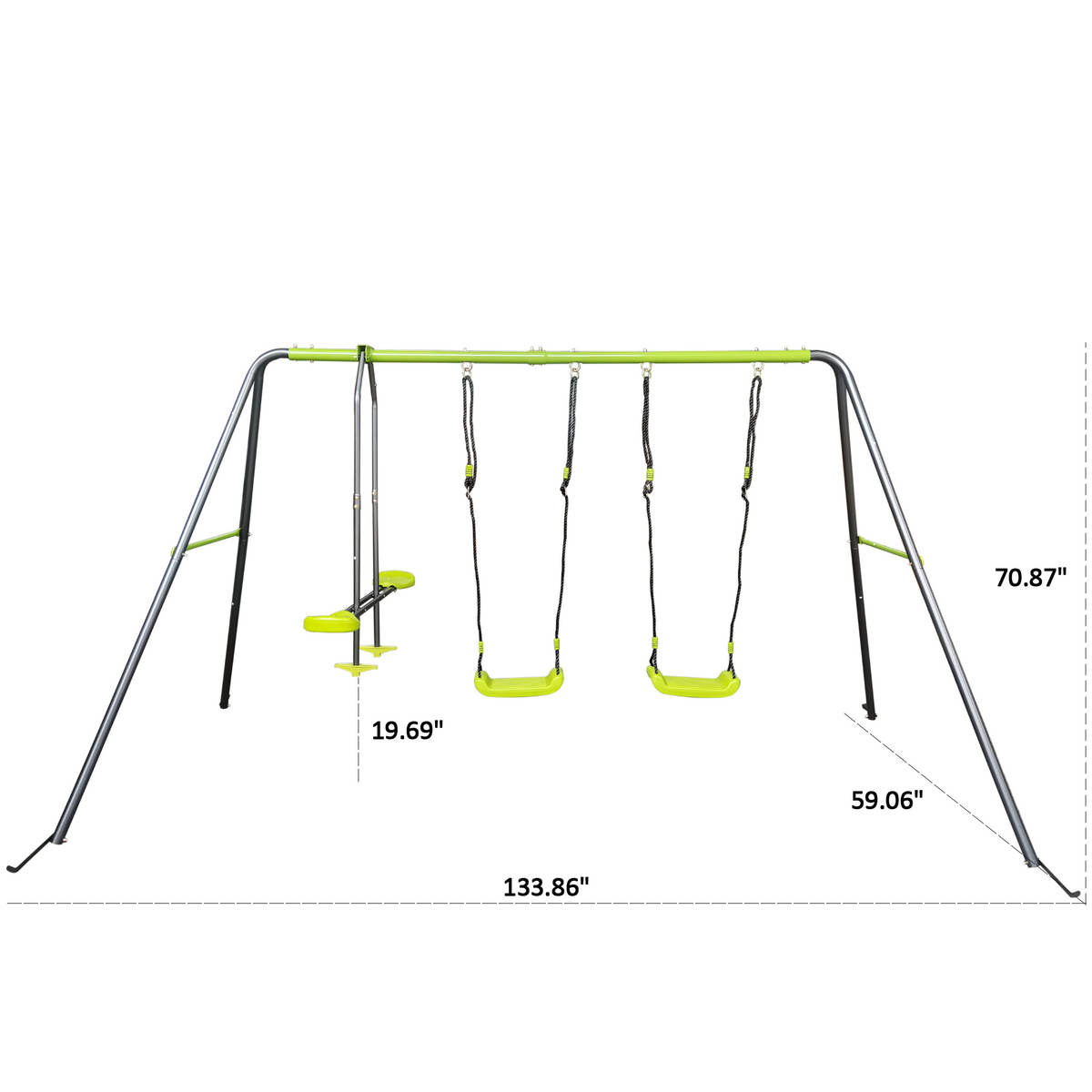 Xns081 Lime Green Interesting Swingset With Plastic Safe Swing Set 440Lbs For Outdoor Playground For Age 3 With Face To Face Without Tee Lime Green Steel