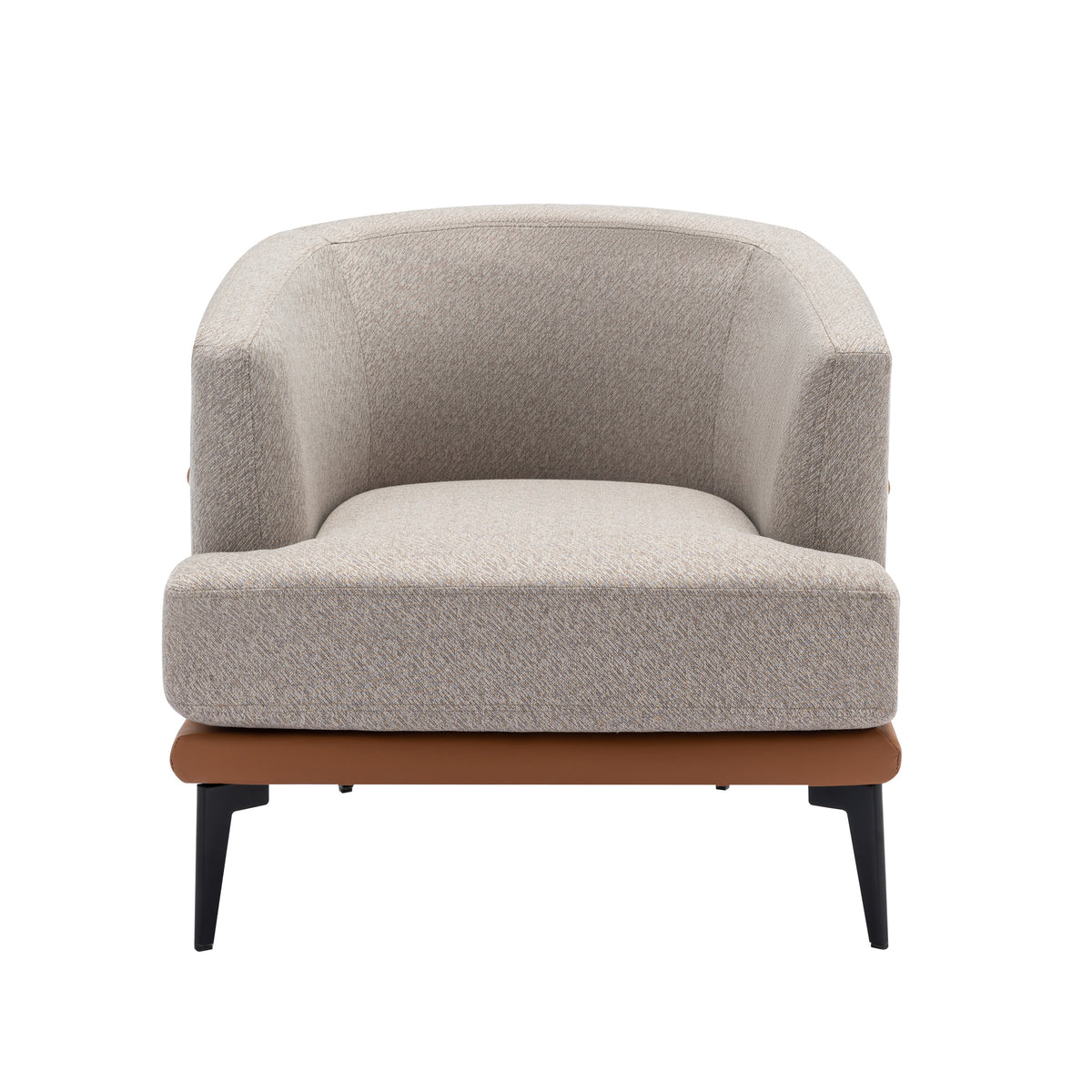 Modern Two Tone Barrel Fabric Chair, Upholstered Round Armchair For Living Room Bedroom Reading Room, Burnt Orange Burnt Orange Linen