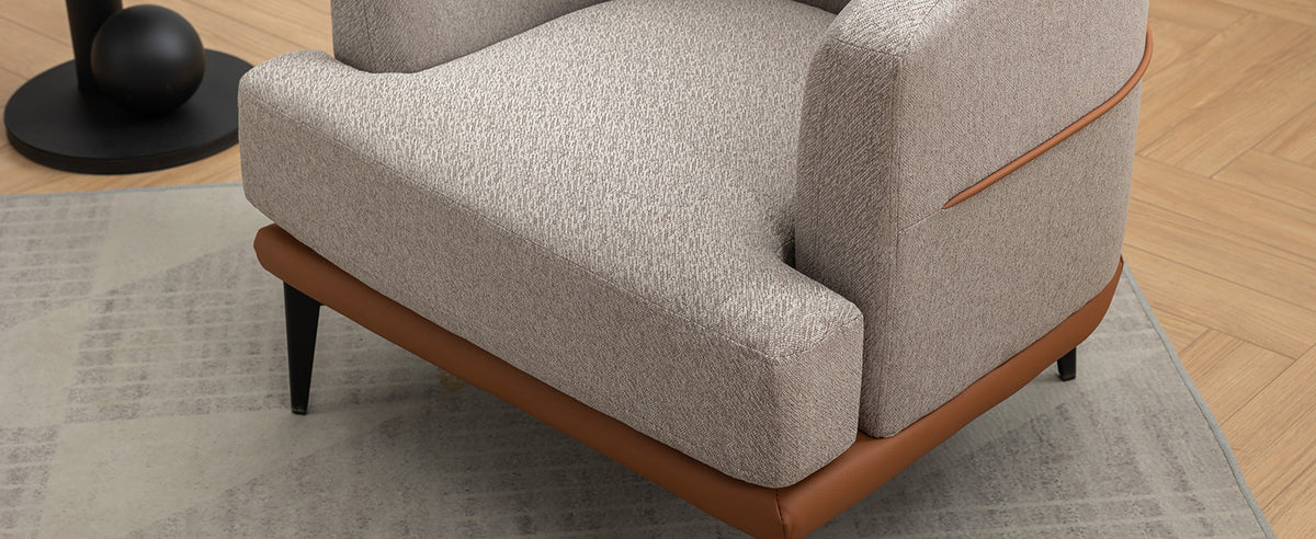 Modern Two Tone Barrel Fabric Chair, Upholstered Round Armchair For Living Room Bedroom Reading Room, Burnt Orange Burnt Orange Linen