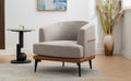 Modern Two Tone Barrel Fabric Chair, Upholstered Round Armchair For Living Room Bedroom Reading Room, Burnt Orange Burnt Orange Linen