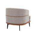 Modern Two Tone Barrel Fabric Chair, Upholstered Round Armchair For Living Room Bedroom Reading Room, Burnt Orange Burnt Orange Linen