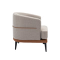 Modern Two Tone Barrel Fabric Chair, Upholstered Round Armchair For Living Room Bedroom Reading Room, Burnt Orange Burnt Orange Linen