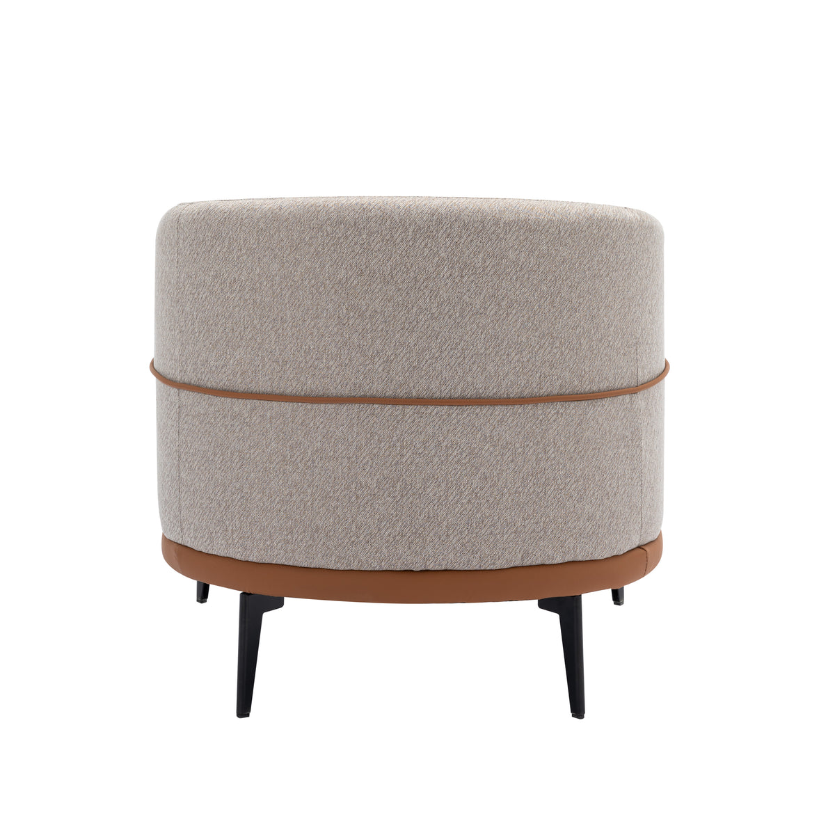 Modern Two Tone Barrel Fabric Chair, Upholstered Round Armchair For Living Room Bedroom Reading Room, Burnt Orange Burnt Orange Linen