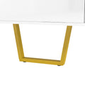 Modern Tv Stand For Tvs Up To 75 Inches, Storage Cabinet With Drawers And Cabinets, Wood Tv Console Table With Metal Legs And Handles For Living Room, White White Mdf