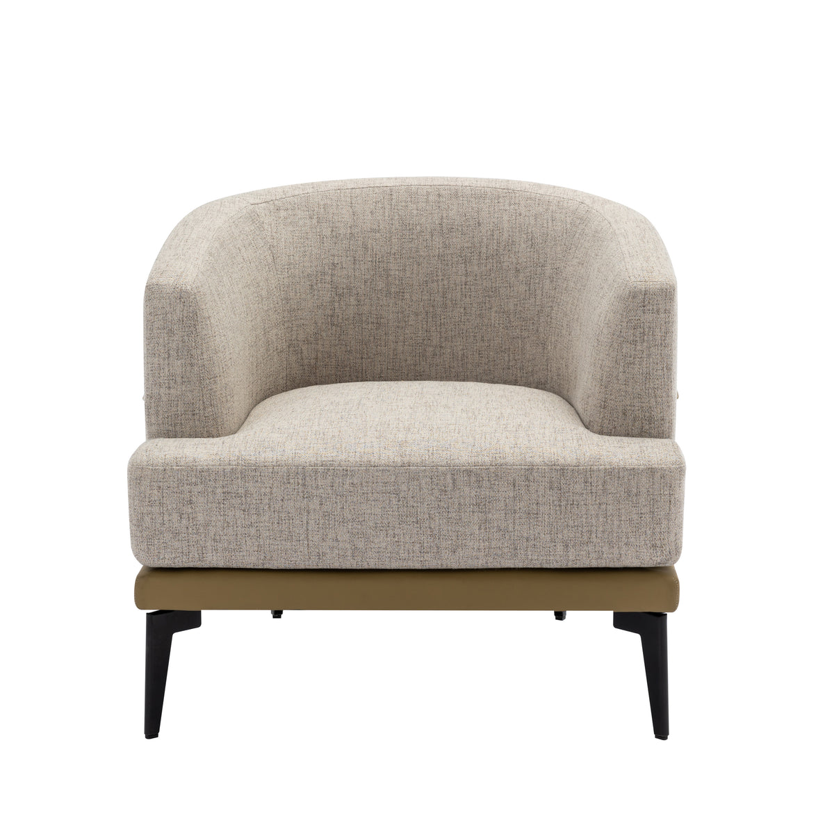 Modern Two Tone Barrel Fabric Chair, Upholstered Round Armchair For Living Room Bedroom Reading Room, Mustard Green Mustard Linen