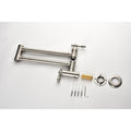 Wall Mount Folding Kitchen Pot Filler Faucet Brushed Nickel Brass