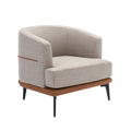 Modern Two Tone Barrel Fabric Chair, Upholstered Round Armchair For Living Room Bedroom Reading Room, Burnt Orange Burnt Orange Linen