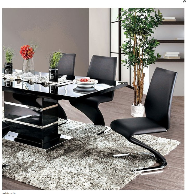 Contemporary Style Z Shaped Chair Base 2Pcs Dining Chairs Blackchrome Finish Side Chair Dining Room Furniture Black Dining Room Contemporary,Modern Metal