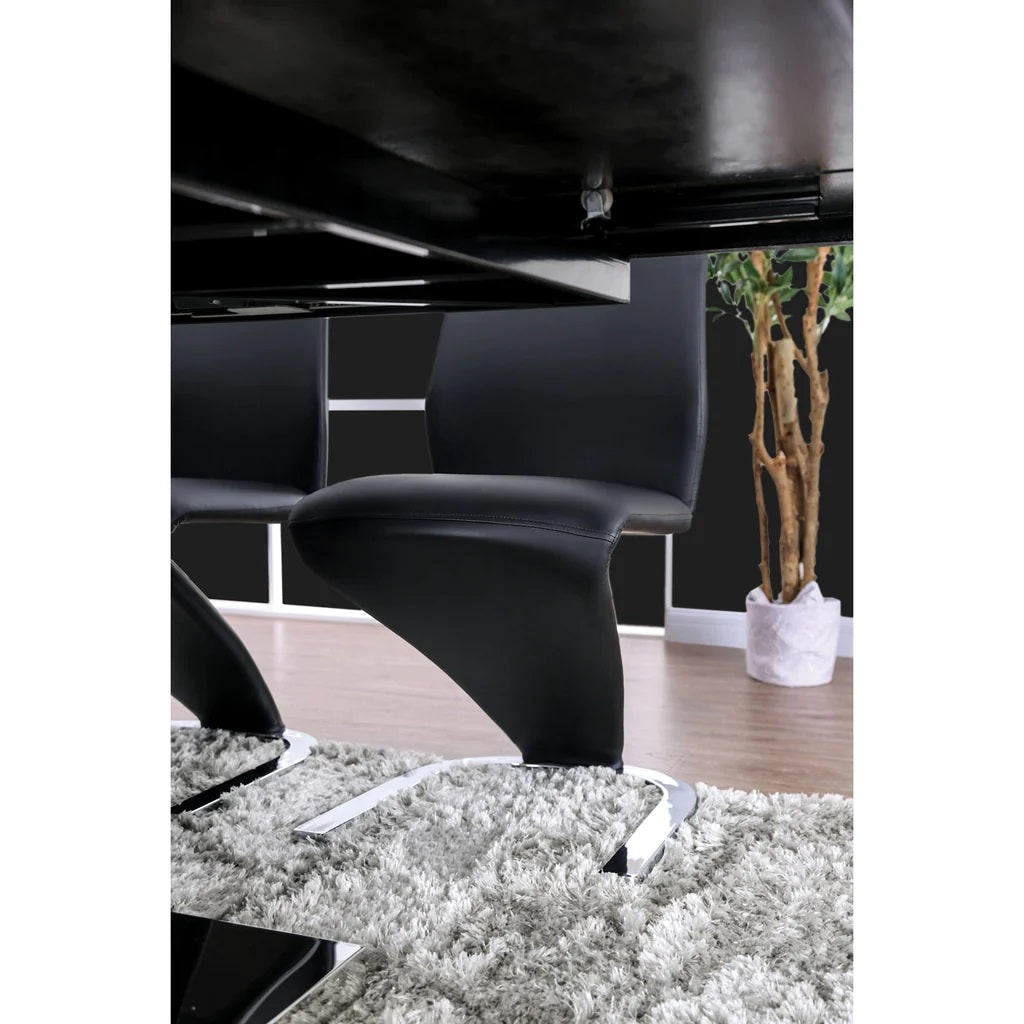 Contemporary Style Z Shaped Chair Base 2Pcs Dining Chairs Blackchrome Finish Side Chair Dining Room Furniture Black Dining Room Contemporary,Modern Metal