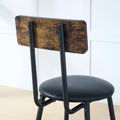 Round Bar Table And Stool Set With Shelf, Upholstered Stool With Backrest, Rustic Brown, 24.17