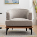 Modern Two Tone Barrel Fabric Chair, Upholstered Round Armchair For Living Room Bedroom Reading Room, Burnt Orange Burnt Orange Linen
