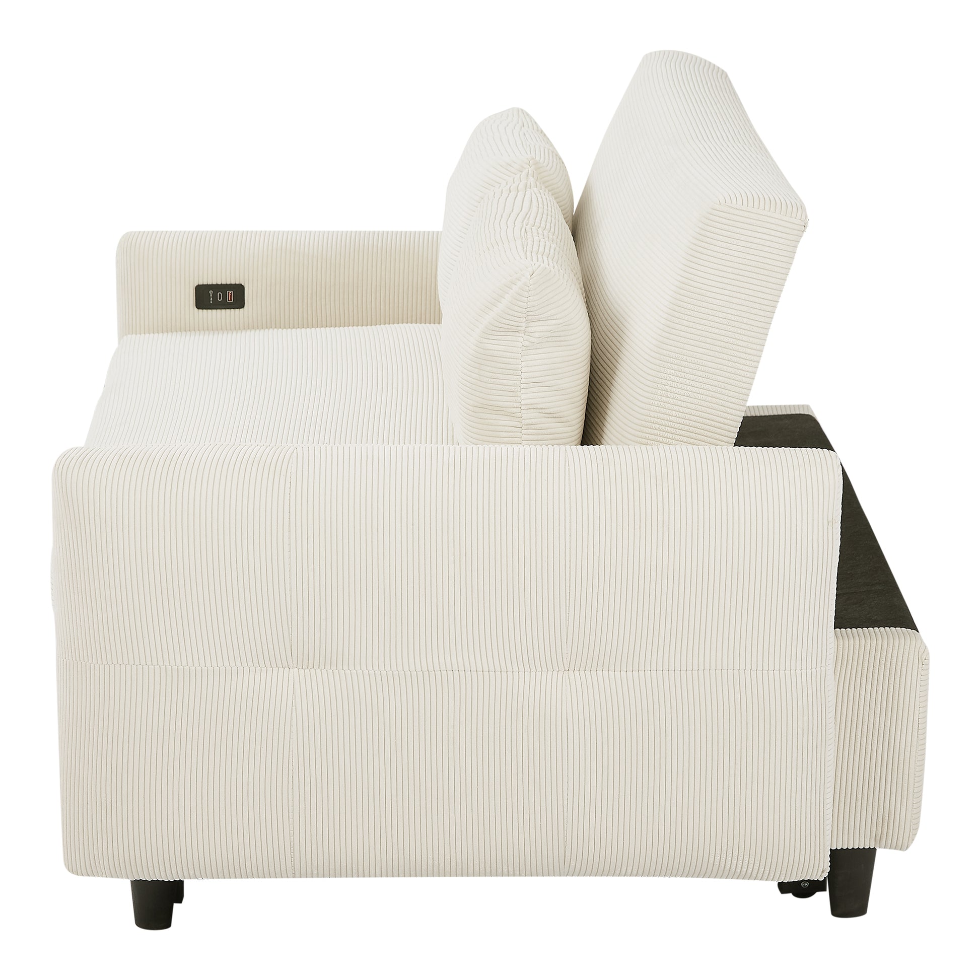 57.48" Pull Out Sofa Bed Convertible Couch 2 Seat Loveseat Sofa Modern Sleeper Sofa With Two Throw Pillows And Usb Ports For Living Room, Beige Old Sku:Wf317760Aaa Beige Foam Corduroy 2 Seat