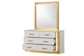 Contemporary Style 5Pc King Bedroom Set Made With Wood & Gold Finish Box Spring Not Required King White Wood 5 Piece Set Bedroom Bed Included,Chest Included,Dresser Included,Mirror