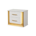 Contemporary Style 4Pc King Bedroom Set Made With Wood & Gold Finish Box Spring Not Required King White Wood 4 Piece Set Bedroom Bed Included,Dresser Included,Mirror Included,Nightstand Included Contemporary,Modern Solid Wood Mdf Built In Lighting Wood