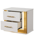 Contemporary Style 4Pc King Bedroom Set Made With Wood & Gold Finish Box Spring Not Required King White Wood 4 Piece Set Bedroom Bed Included,Dresser Included,Mirror Included,Nightstand Included Contemporary,Modern Solid Wood Mdf Built In Lighting Wood