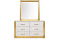 Contemporary Style 4Pc King Bedroom Set Made With Wood & Gold Finish Box Spring Not Required King White Wood 4 Piece Set Bedroom Bed Included,Dresser Included,Mirror Included,Nightstand Included Contemporary,Modern Solid Wood Mdf Built In Lighting Wood