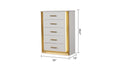 Contemporary Style 5Pc King Bedroom Set Made With Wood & Gold Finish Box Spring Not Required King White Wood 5 Piece Set Bedroom Bed Included,Chest Included,Dresser Included,Mirror