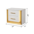 Contemporary Style 4Pc King Bedroom Set Made With Wood & Gold Finish Box Spring Not Required King White Wood 4 Piece Set Bedroom Bed Included,Dresser Included,Mirror Included,Nightstand Included Contemporary,Modern Solid Wood Mdf Built In Lighting Wood