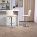 Coolmore Bar Stools With Back And Footrest Counter Height Dining Chairs 2Pc Set,360 Velvet Swivel Bar Stools Set Of 2, Adjustable Counter Height Bar Chairs Ivory Velvet Ivory Foam Velvet