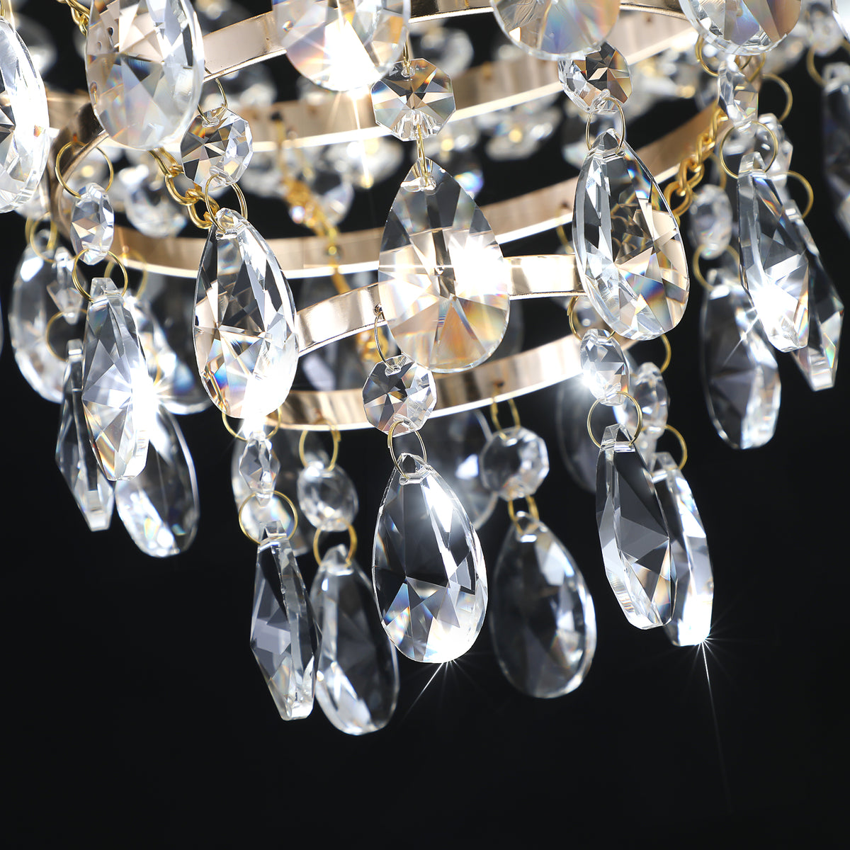 Gold Crystal Chandeliers,Large Contemporary Luxury Ceiling Lighting For Living Room Dining Room Bedroom Hallway Without Bulb Gold Luxury Crystal Iron